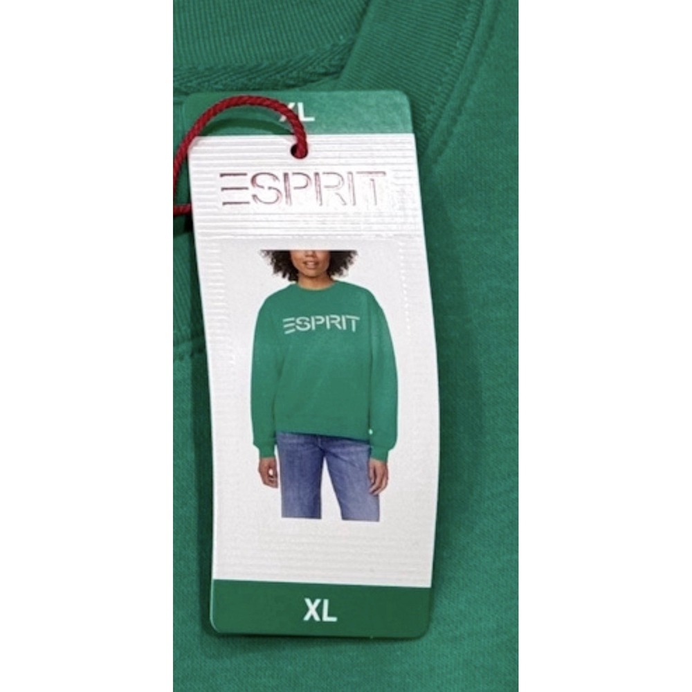 Esprit LARGE Women's Logo Crewneck Sweatshirt GREEN Costco Retro Viral NWT - Picture 3 of 3